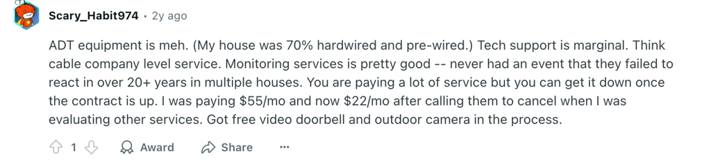 ADT Reddit reviews