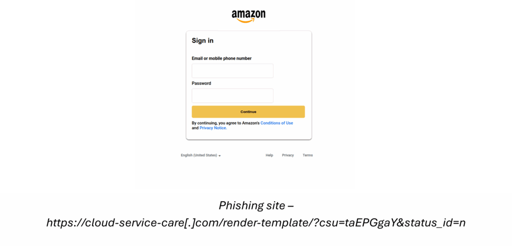 Amazon phishing site