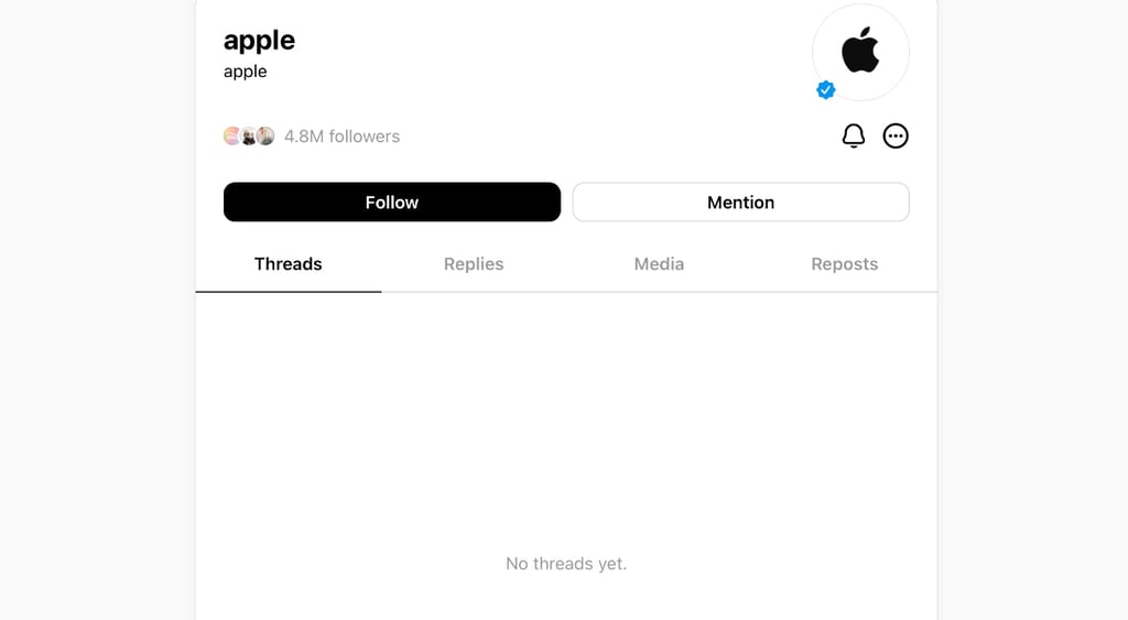 Screenshot of Apple account on Threads