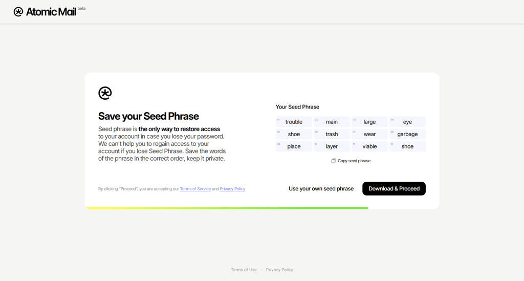 atomic mail create account