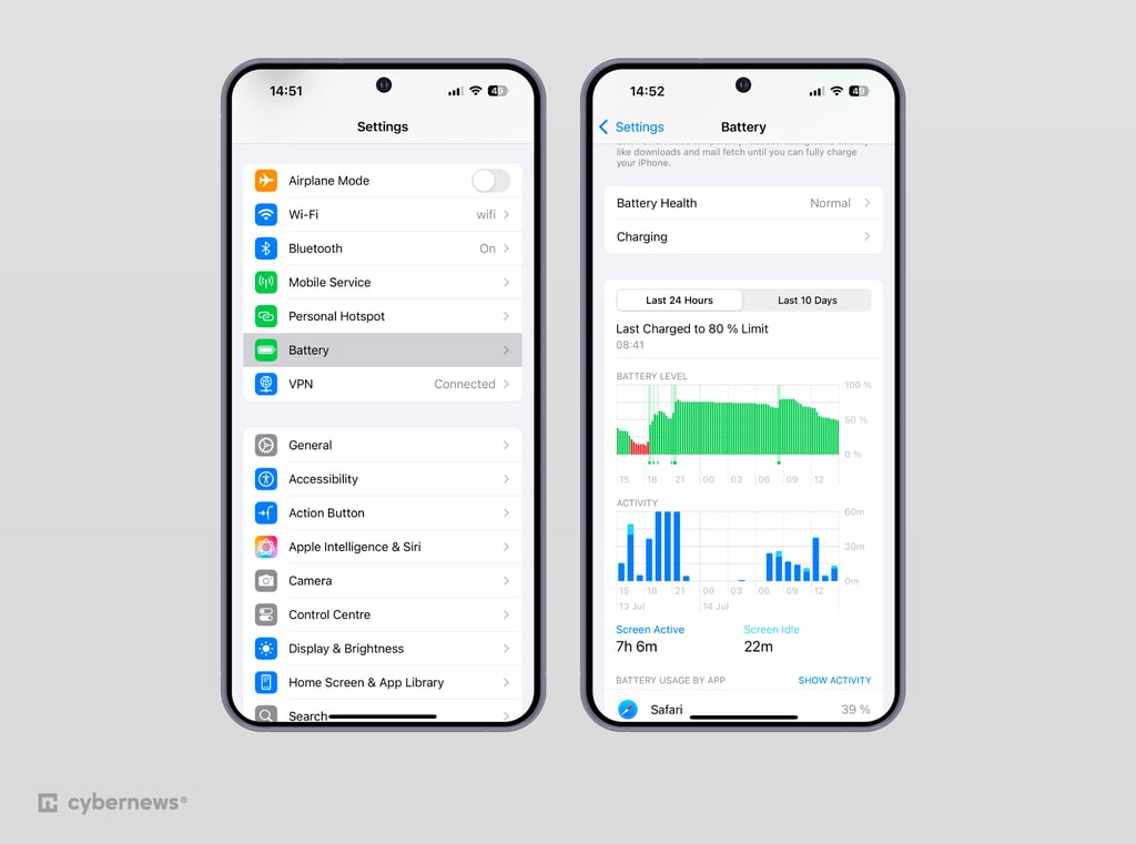 Battery settings on iOS