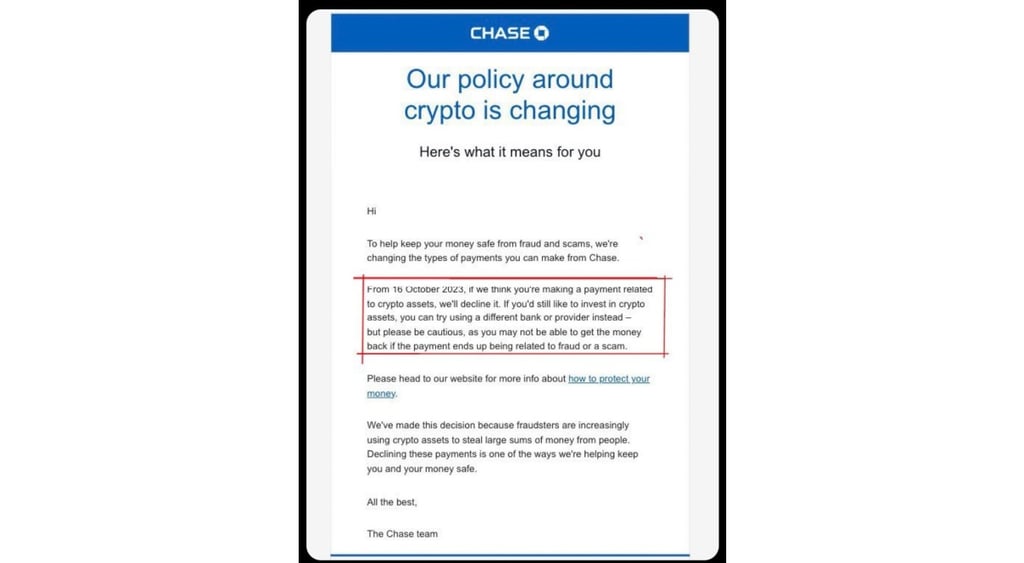 Chase crypto policy