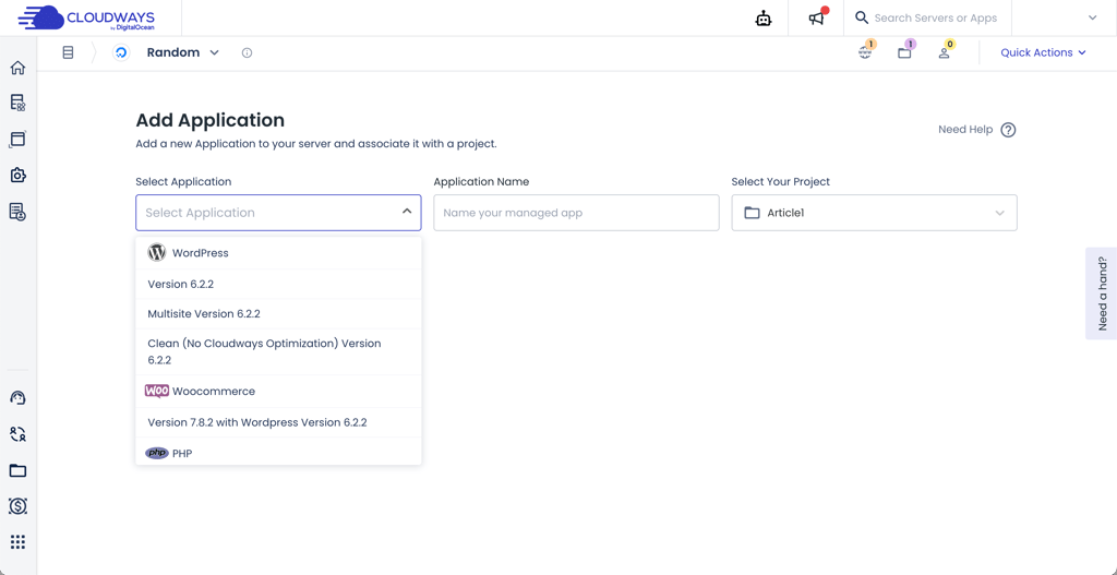 Cloudways conrtol panel