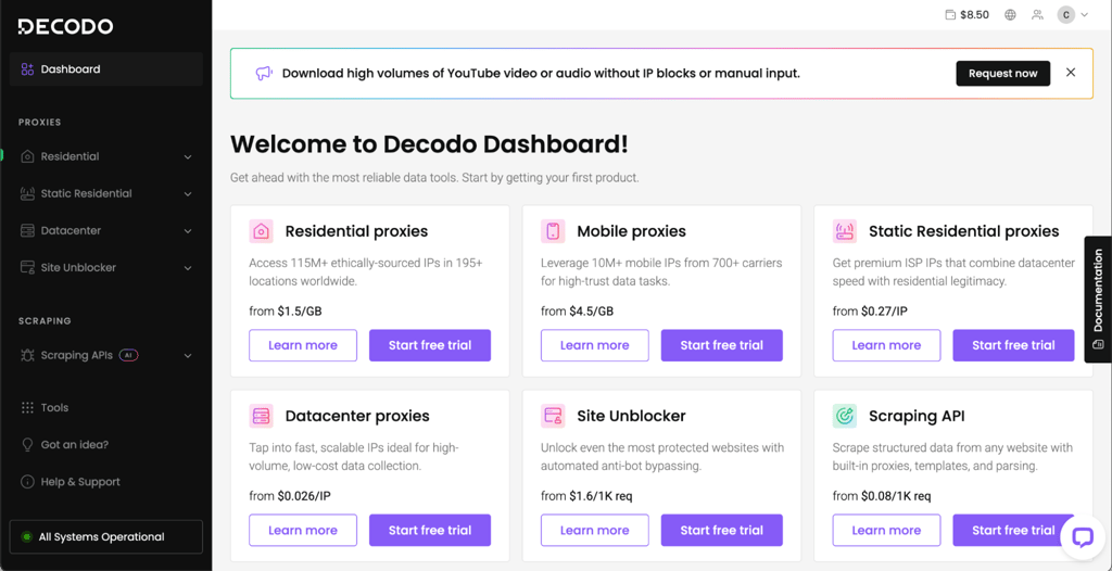 decodo dashboard