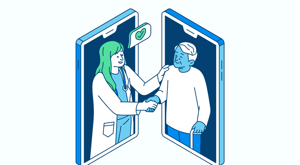 doctor and patient in mobile phones