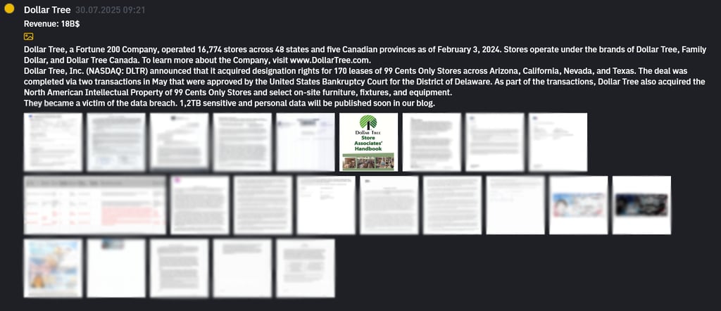 Dollar Tree data posted on the dark web