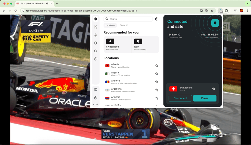 f1 surfshark vpn