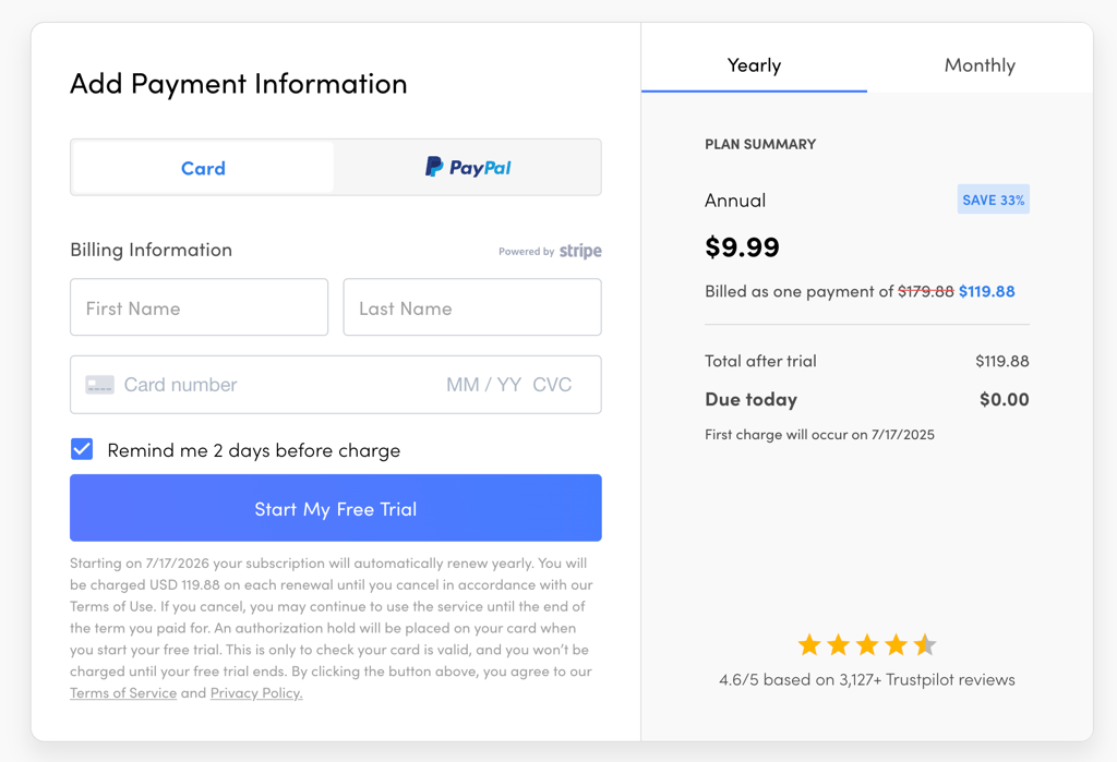 guardio payment checkout