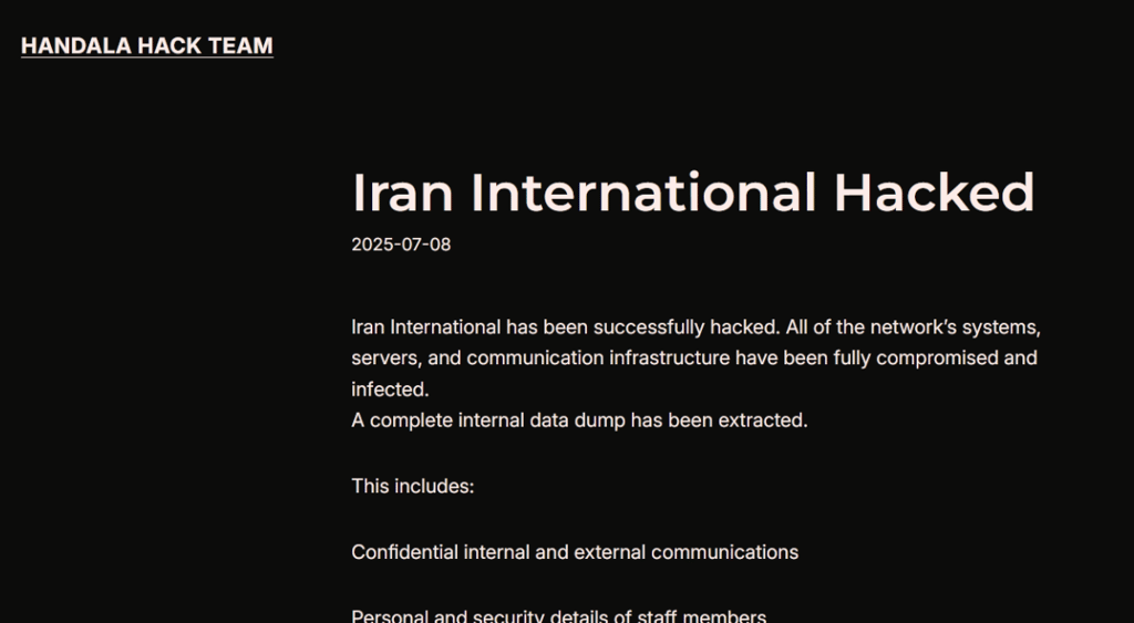 Handala hacks Iran International