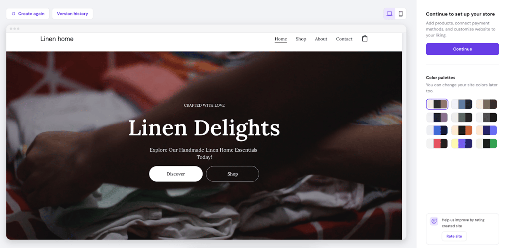 First attempt at generating a website with Hostinger Website Builder