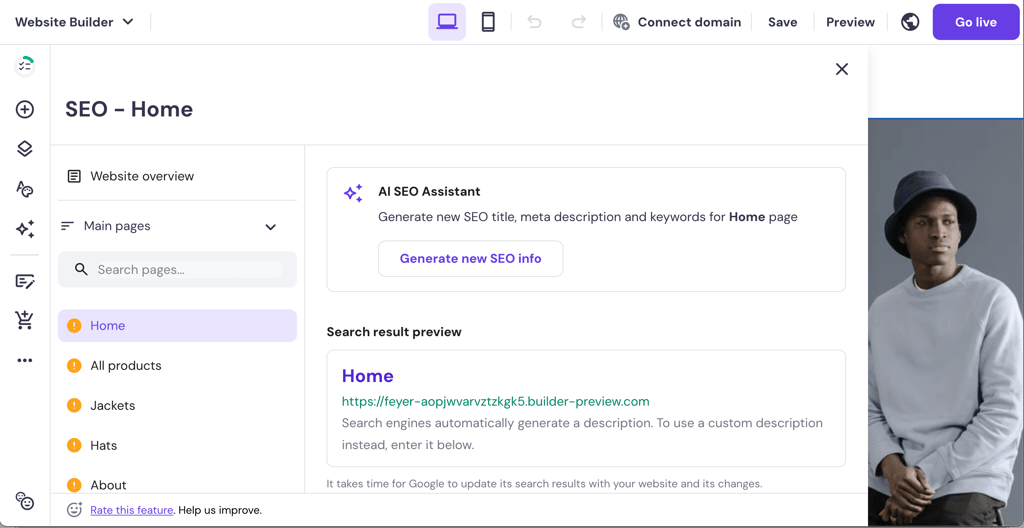 Hostinger website builder SEO suggestions