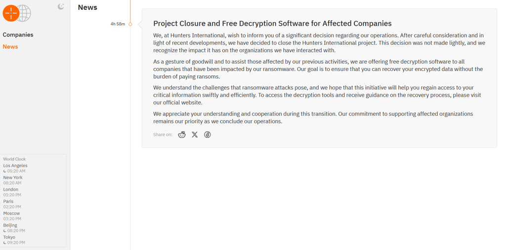 Ransomware gang teases goodwill