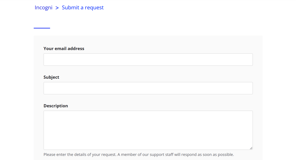 Incogni request submission form