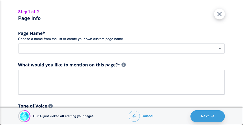 IONOS AI website builder crafting a page