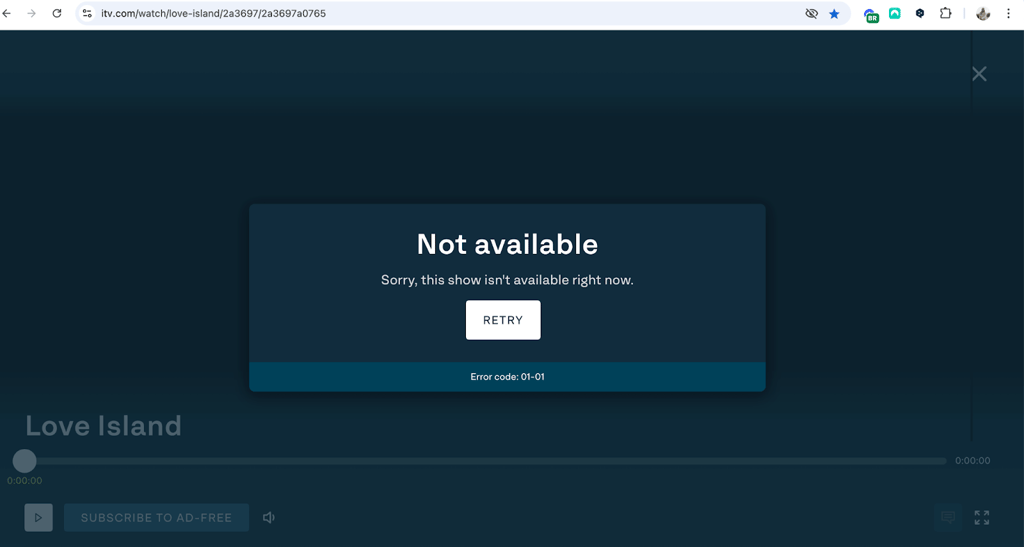 itv not available