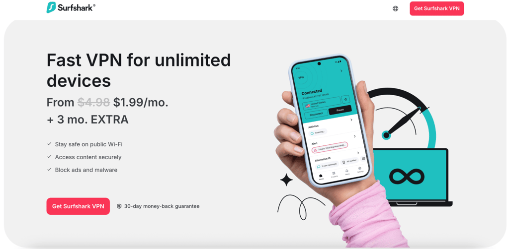 Click Get Surfshark VPN on the official Surfshark website