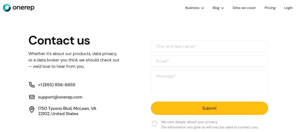 Onerep request submission form