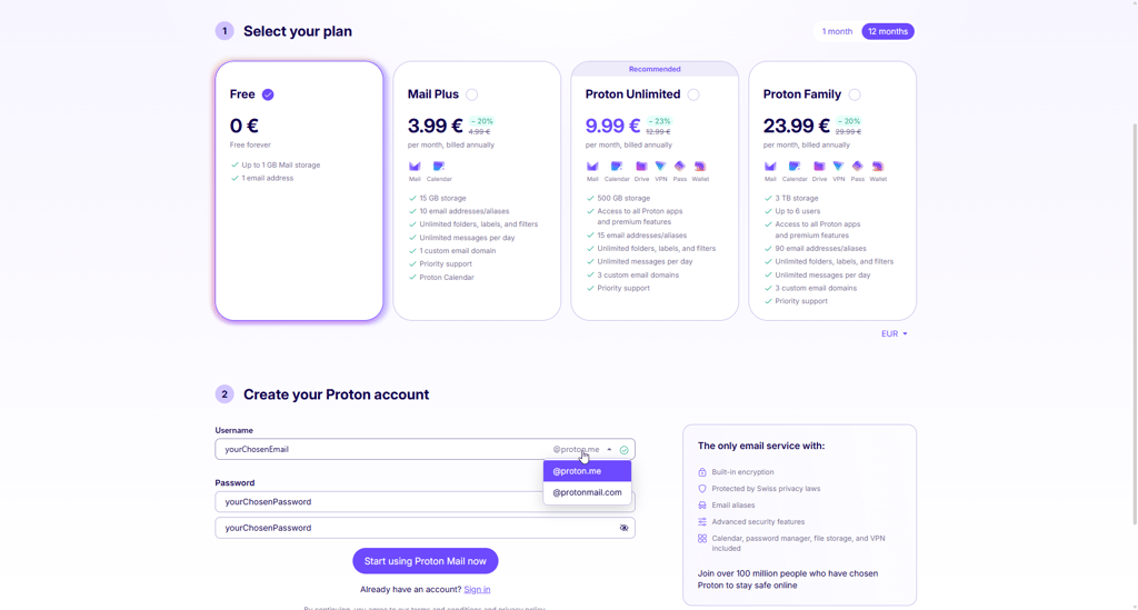 proton mail plans