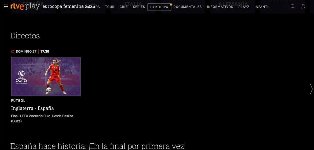 rtveplay watch eurocopa femenina