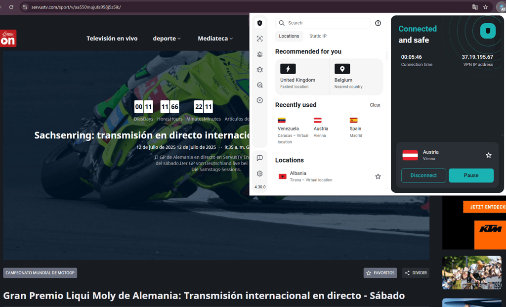 servustv nordvpn server