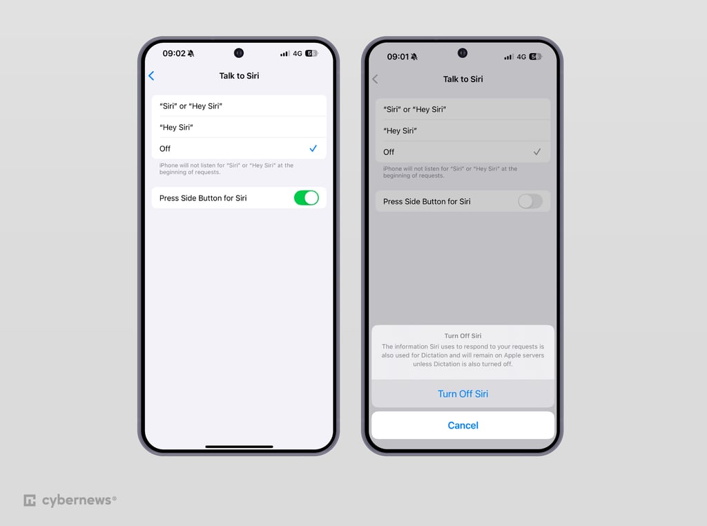 Siri disabling settings on iOS