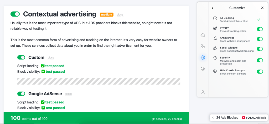 total adblock adblock tester