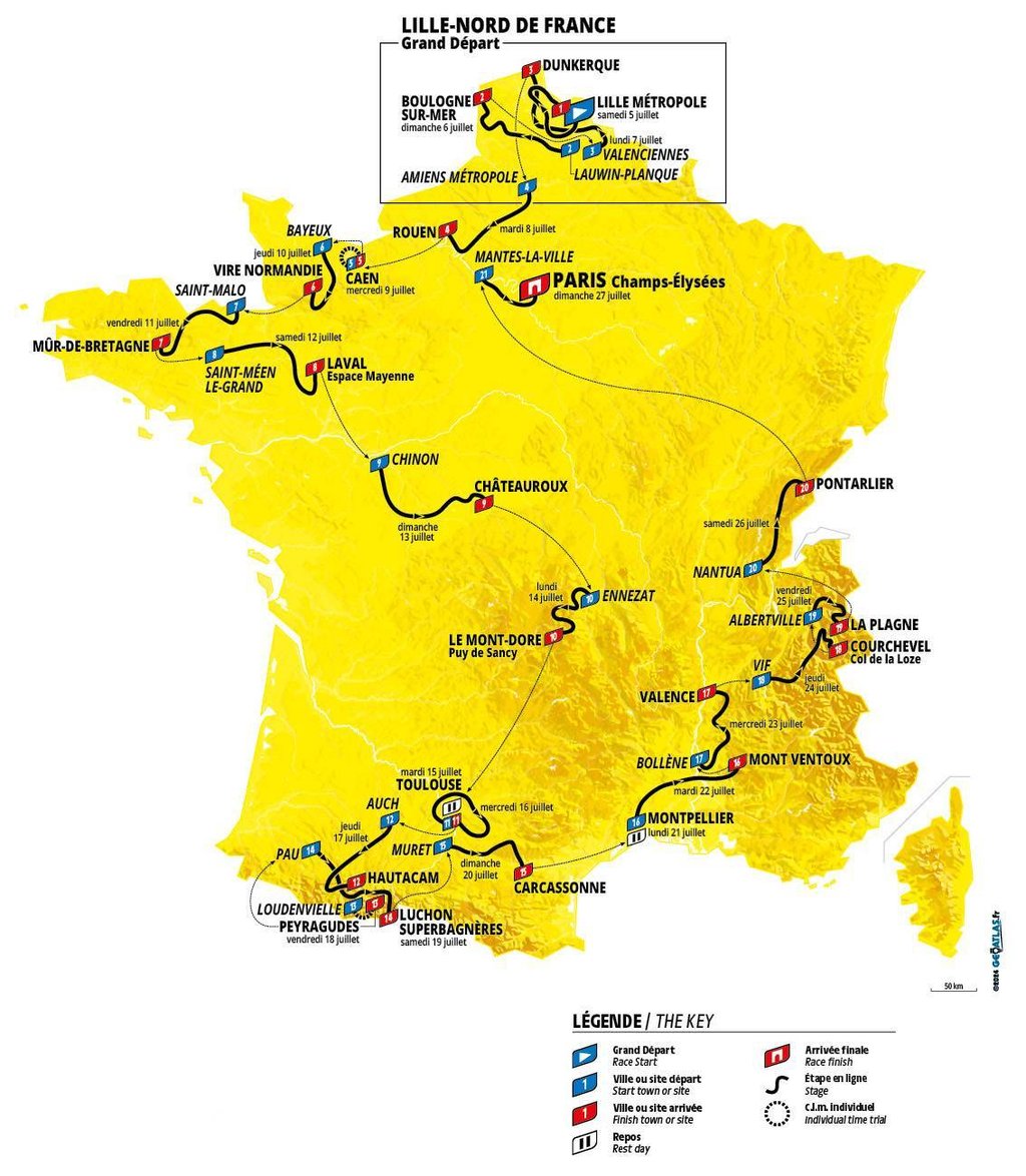 Tour de France map