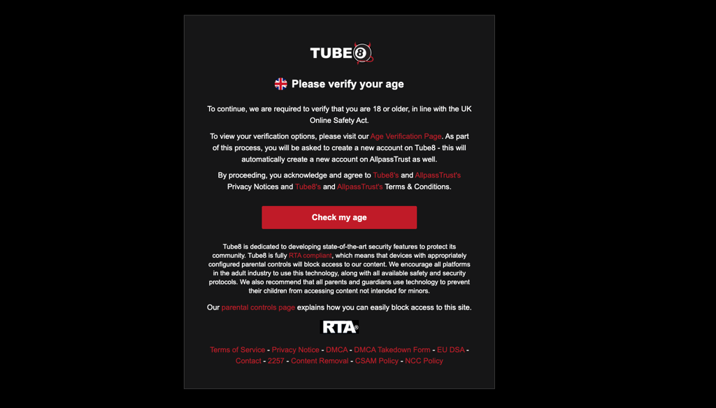 Tube8 verification error