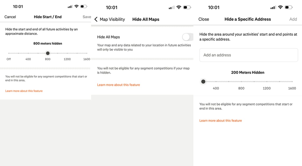 Hide your location on Strava