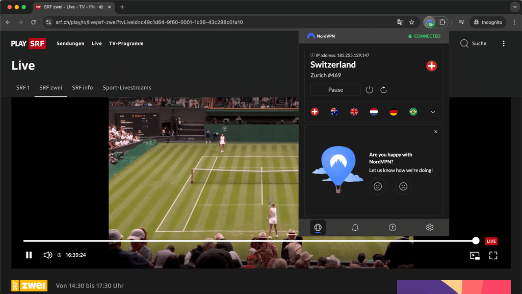 wimbledon on srf live