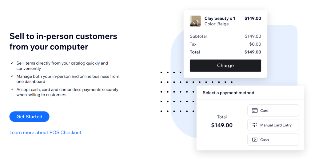 Wix eCommerce start page