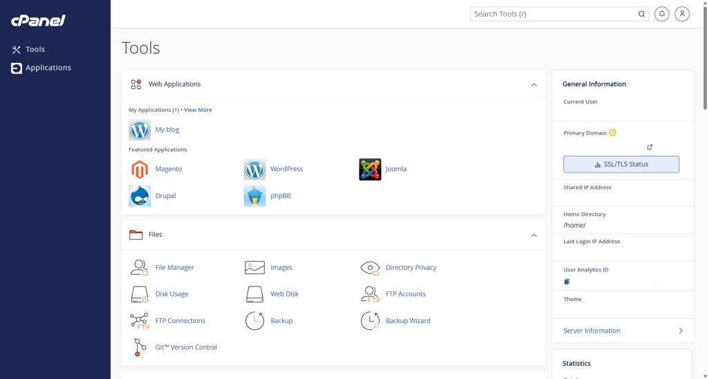 GoDaddy’s cPanel dashboard