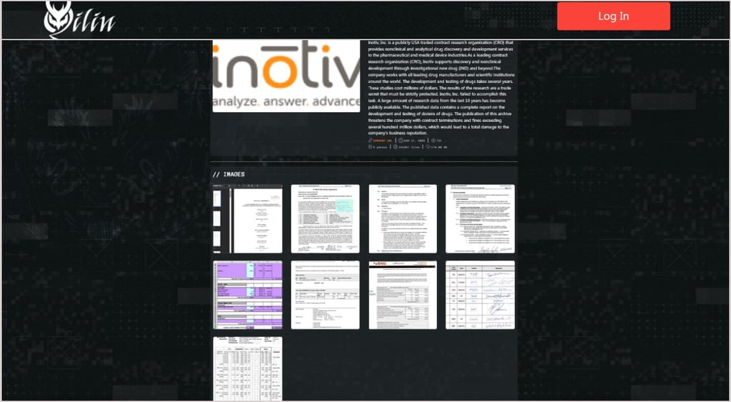 Qilin leak site Inotiv pharma ransomware attack
