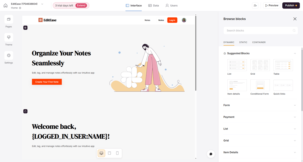 With Softr, I built an appealing note-taking app in minutes