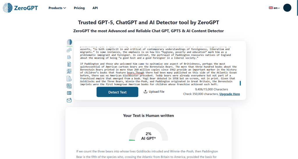 ZeroGPT couldn’t entirely recognize a human-written blog post – it hesitated by 2%