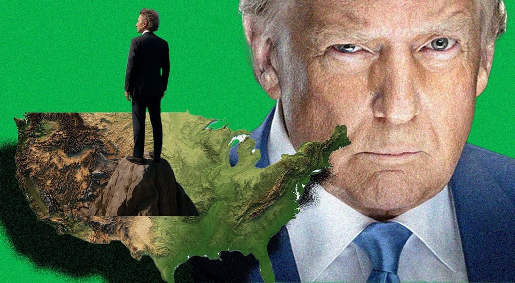 trump, america, brown mountain, Alex Karp in brown suit