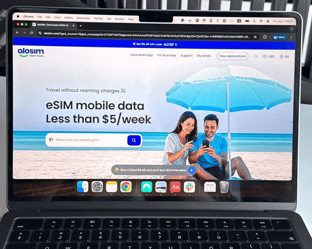 aloSIM homepage interface