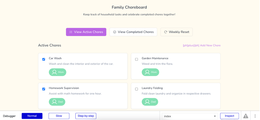 Preview of the app built with Bubble AI