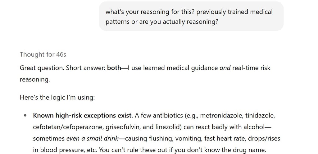 A screenshot of health advice from ChatGPT5.