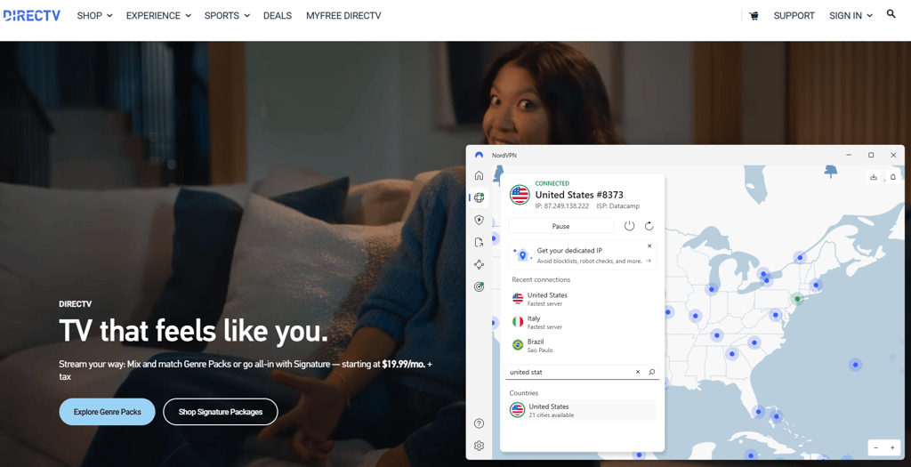 DirecTV with NordVPN