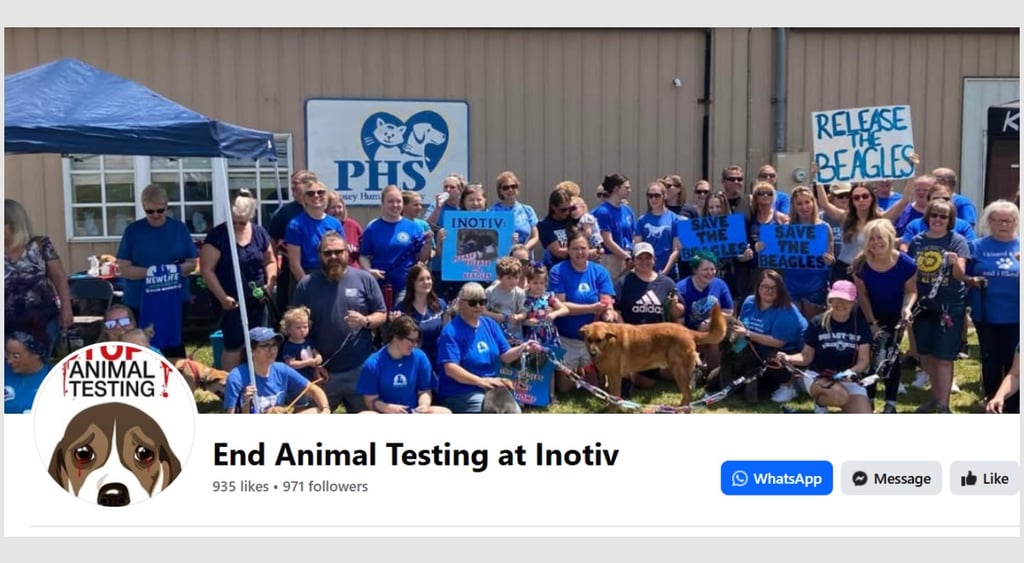 Inotiv end animal testing Facebook page