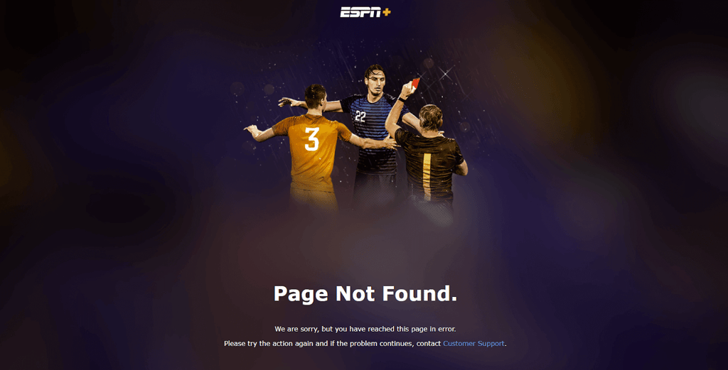 espn plus page not found