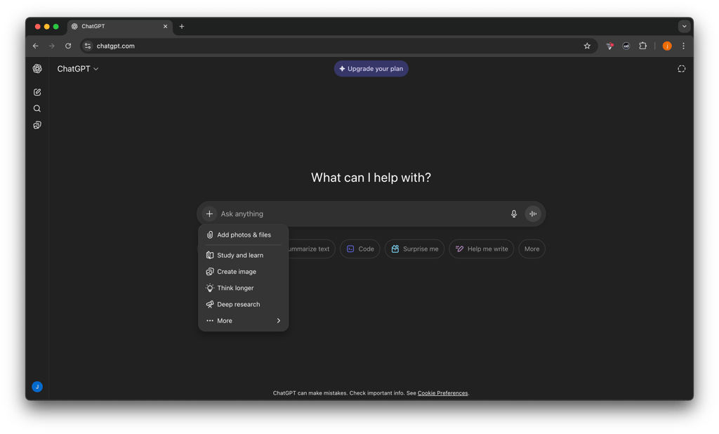 Locating Gemini Guided Learning in its interface