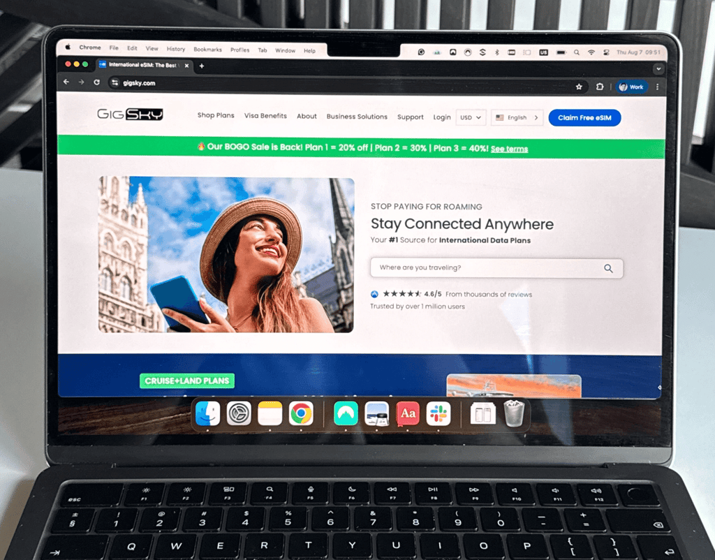 GigSky homepage interface