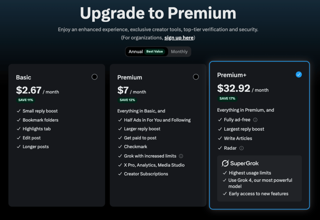 Grok premium plans