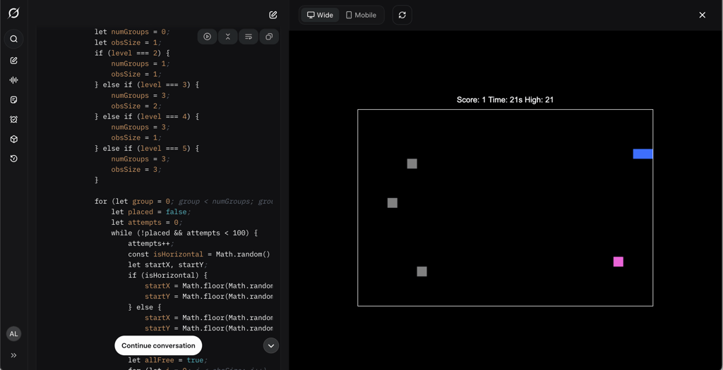 Grok 4’s generated Snake game running in an HTML preview window