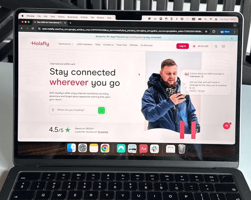 Holafly homepage interface
