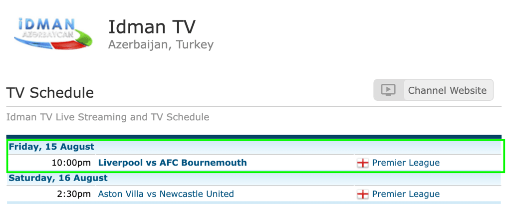 Idman TV  Liverpool vs Bournemouth