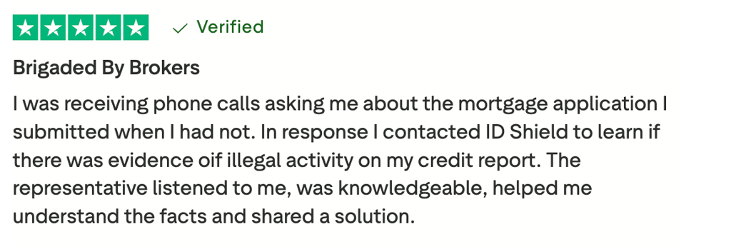 IDShield user review on TrustPilot