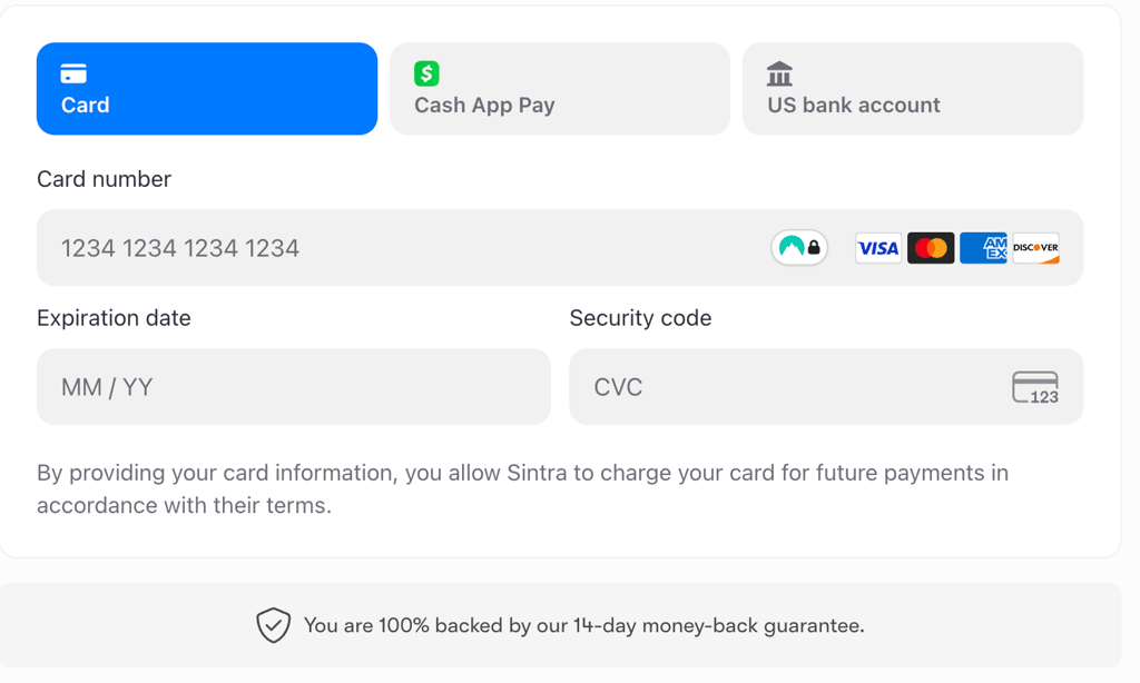 Choose your payment details-SintraAI